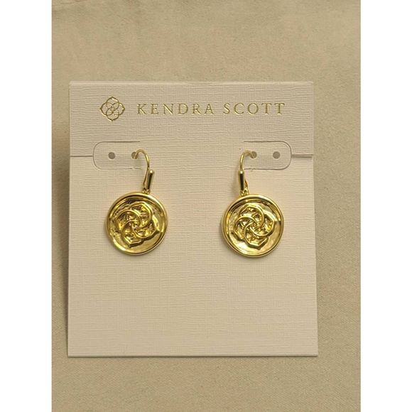 Kendra Scott Jewelry - Kendra Scott EUC Stamped Dira Coin Medallion Logo Earrings in Gold